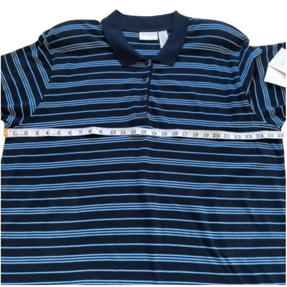 Elisabeth by Liz Claiborne Blue Striped Collared Short Sleeve Polo Top Shirt 3X - Picture 11 of 12